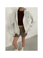 Women'S Tops Loose Casual Hooded Cardigan Drawstring Spring and Autumn Tops Jacket
