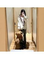 Women's Fleece-Lined Thickened Plaid Patchwork Hooded Cardigan Jacket - All-Season Cozy Sweater Coat with Front Zipper Closure