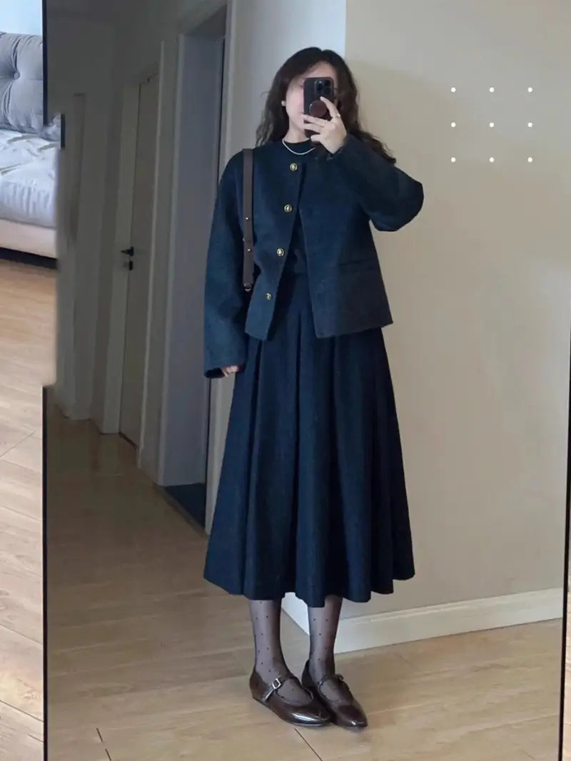 Women's Elegant Korean French Chic Jacket - Loose Fit Tweed Coat, Button-Front Closure, Machine Washable Jacket for Fall/Spring, Office, Casual, Formal Events - Women's Outerwear, Office Wear, Classic Design, Durable Material, Versatile Coat