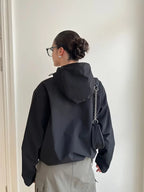 Women'S Windproof Full-Zip Hooded Jacket - Loose-Fit Long Sleeve Windproof Coat with Full-Zip Front Closure, All-Season Casual Outerwear for, Travel