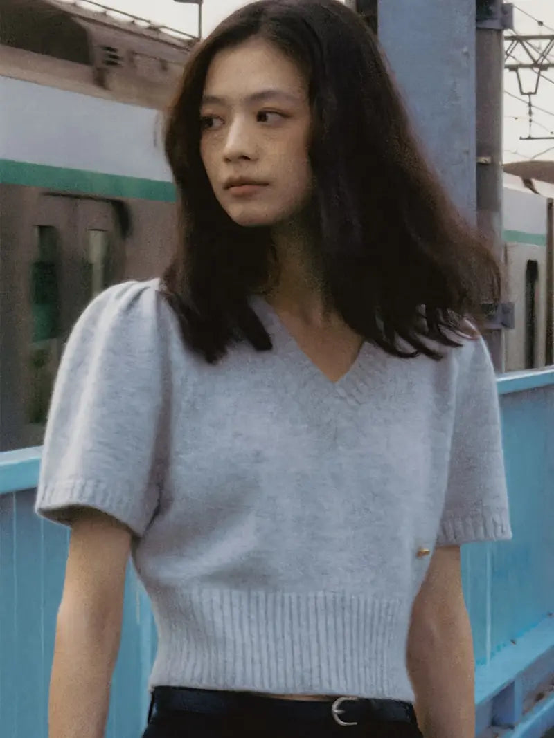 Women's Light Blue V-Neck Short Sleeve Casual Top - Breathable Summer Shirt, Machine Washable Regular Fit Pullover for Casual Attire