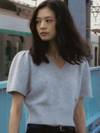 Women's Light Blue V-Neck Short Sleeve Casual Top - Breathable Summer Shirt, Machine Washable Regular Fit Pullover for Casual Attire