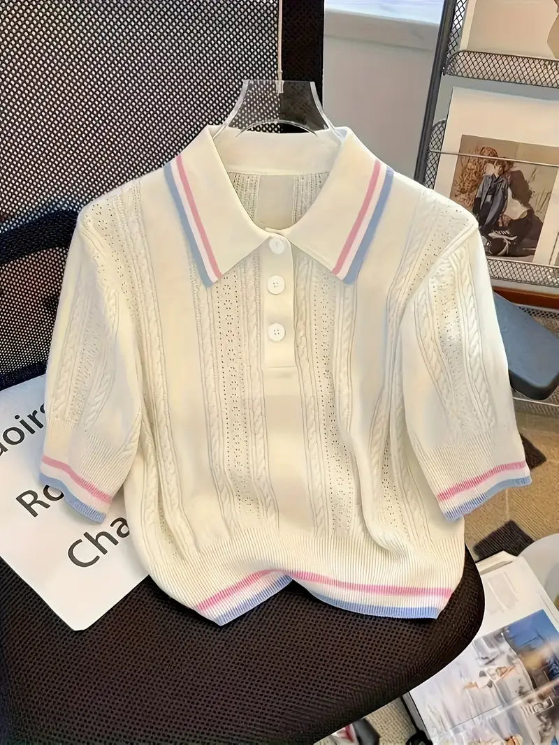 Women's Elegant Shirt - Lightweight Blouse with Button-Front Placket, Semi-Sheer Office & Casual Tops for Women - Machine Washable Everyday Chic Outfits, Summer Fashion, Classic Collar, Buttondown Placket