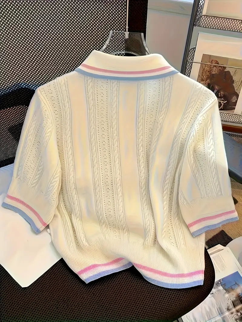 Women's Elegant Shirt - Lightweight Blouse with Button-Front Placket, Semi-Sheer Office & Casual Tops for Women - Machine Washable Everyday Chic Outfits, Summer Fashion, Classic Collar, Buttondown Placket