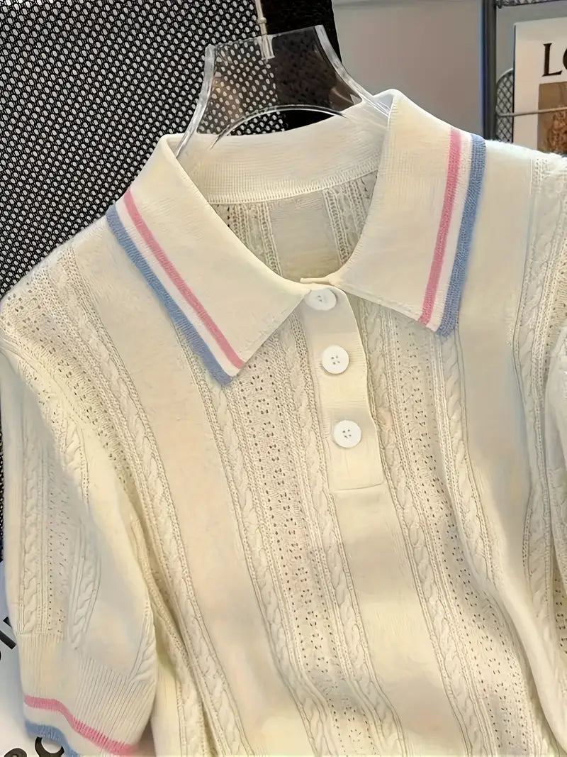 Women's Elegant Shirt - Lightweight Blouse with Button-Front Placket, Semi-Sheer Office & Casual Tops for Women - Machine Washable Everyday Chic Outfits, Summer Fashion, Classic Collar, Buttondown Placket