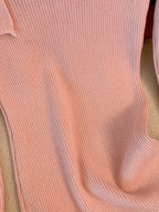 Women's French Elegant Asymmetrical Bell Sleeve Blouse with Ruffled Neckline & Tie-Front Closure - Soft Pink Long Sleeve Top, Round Neck Winter Fall Winter Blouse for Casual to Formal Events