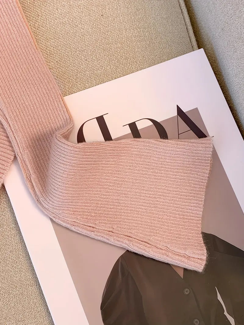 Women's French Elegant Asymmetrical Bell Sleeve Blouse with Ruffled Neckline & Tie-Front Closure - Soft Pink Long Sleeve Top, Round Neck Winter Fall Winter Blouse for Casual to Formal Events