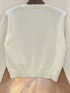 Women'S Chic Beige Knit Cardigan with Button Detail - Casual Long Sleeve Crew Neck Sweater for Spring/Summer/Fall, Casual Attire|Chic Knit Cardigan|Long Sleeve Sweater