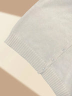 Women'S Chic Beige Knit Cardigan with Button Detail - Casual Long Sleeve Crew Neck Sweater for Spring/Summer/Fall, Casual Attire|Chic Knit Cardigan|Long Sleeve Sweater