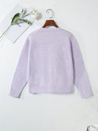 Korean Style White Button-Front Cardigan - Smock Dress-like Blazer-like Collar, Short Button Placket, Shell & Starfish Button Closure, Medium Stretch Round Neck Sweazer for Fall/Winter