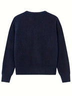 [Korean Style Puppy Sweater] Korean Style Gray Embroidered Puppy Sweater for Women | Relaxed Soft and Muddled Cardigan with Open Front - Perfect Birthday Gift