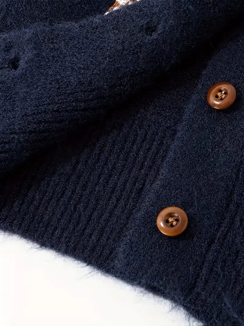 [Korean Style Puppy Sweater] Korean Style Gray Embroidered Puppy Sweater for Women | Relaxed Soft and Muddled Cardigan with Open Front - Perfect Birthday Gift