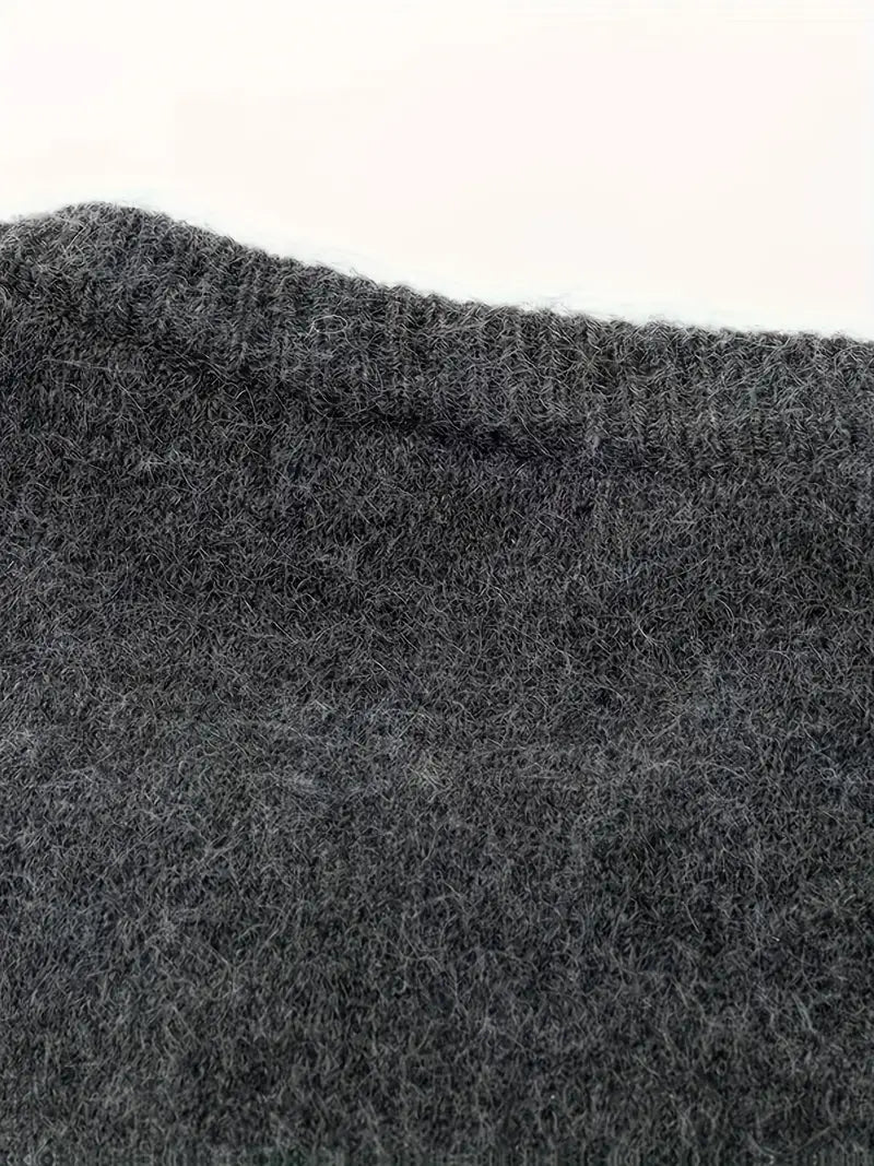 [Korean Style Puppy Sweater] Korean Style Gray Embroidered Puppy Sweater for Women | Relaxed Soft and Muddled Cardigan with Open Front - Perfect Birthday Gift