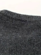 [Korean Style Puppy Sweater] Korean Style Gray Embroidered Puppy Sweater for Women | Relaxed Soft and Muddled Cardigan with Open Front - Perfect Birthday Gift