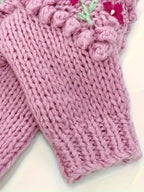 Women's Embroidered Floral Acrylic Cardigan - Cute Crew Neck Knit Sweater with 3D Flower Details for Fall/Winter