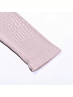 Women's Elegant Slim-Fit Solid Color Cardigan Jacket - Soft Pastel Pink Long Sleeve Open Collar Sweater with Contrast Trim, Round Neck & Button Front Closure, Cozy Fall Winter Tops for Casual & Formal Outfits, Seasonal Wardrobe, Ribbed Texture