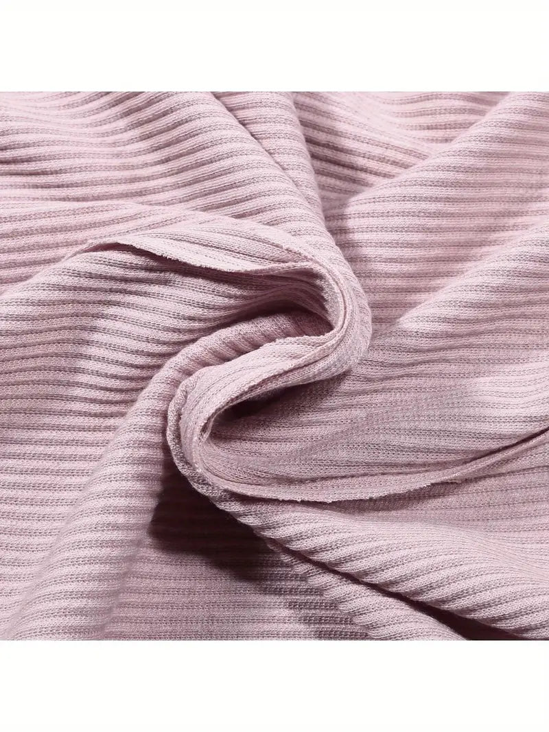 Women's Elegant Slim-Fit Solid Color Cardigan Jacket - Soft Pastel Pink Long Sleeve Open Collar Sweater with Contrast Trim, Round Neck & Button Front Closure, Cozy Fall Winter Tops for Casual & Formal Outfits, Seasonal Wardrobe, Ribbed Texture