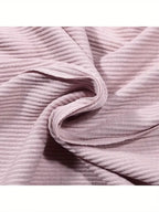 Women's Elegant Slim-Fit Solid Color Cardigan Jacket - Soft Pastel Pink Long Sleeve Open Collar Sweater with Contrast Trim, Round Neck & Button Front Closure, Cozy Fall Winter Tops for Casual & Formal Outfits, Seasonal Wardrobe, Ribbed Texture