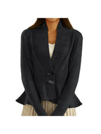 Women'S Elegant Sweater Cardigan - Soft Open Front Sweater Coat, Button Front Closure, Long Sleeve Layering Piece for Fall/Winter, Office, Party, Everyday Outfits - Women'S Sweater Coat, Winter Apparel, Ruffle Hem Design, Comfortable Wear