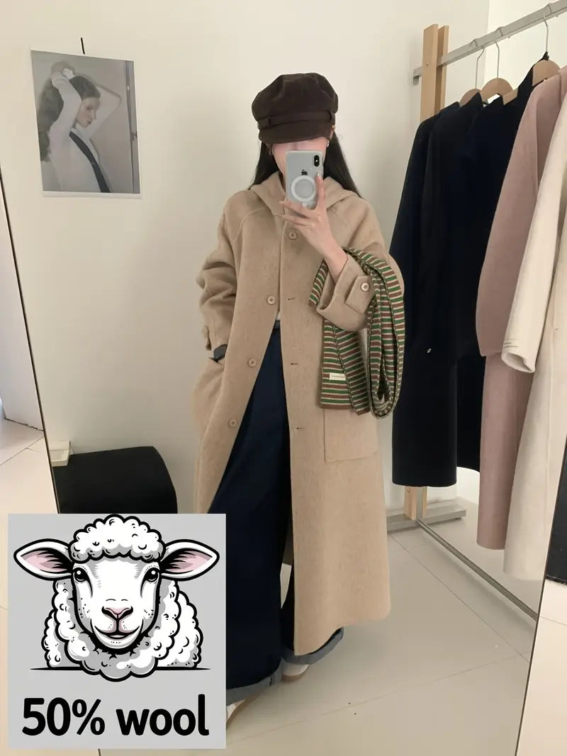 Women'S Elegant Casual Coat - Long Formal & Everyday Outerwear, Structured Non-Stretch Fabric, Chic Office to Party Jacket for Fall/Winter, Women'S Fashion Outerwear, Winter Clothing, Sophisticated Style, Durable Construction, Professional Women
