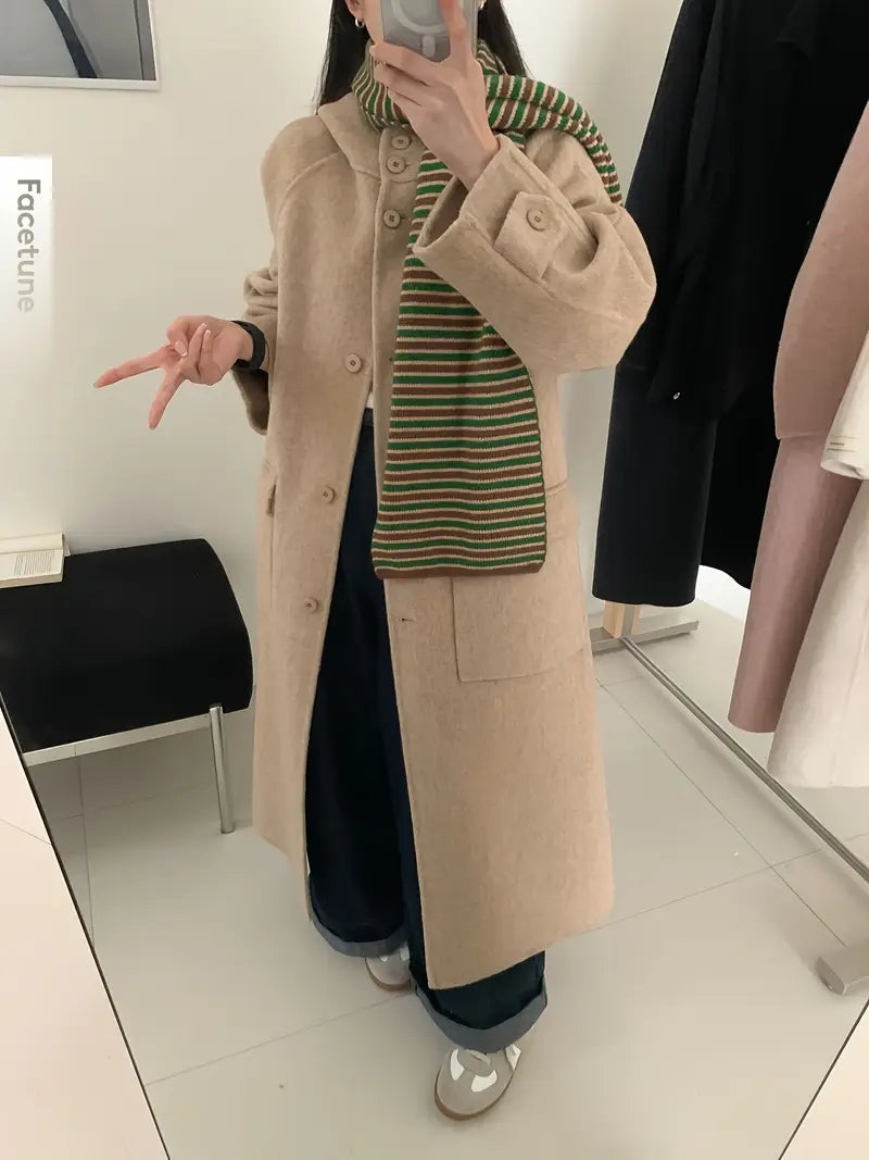 Women'S Elegant Casual Coat - Long Formal & Everyday Outerwear, Structured Non-Stretch Fabric, Chic Office to Party Jacket for Fall/Winter, Women'S Fashion Outerwear, Winter Clothing, Sophisticated Style, Durable Construction, Professional Women
