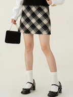 1pc Y2K Style Women'S Plaid Skirt, 95% Polyester 5% Elastane Knit Fabric with Zipper Detail, All-Season Fashion Skirt