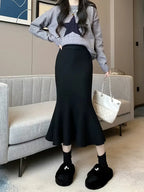 Elegant High-Waist A-Line Midi Skirt for Women - Soft, Flattering Fit with Flowing Hem, Casual & Chic Style, Perfect for Fall/Winter, Black, Casual Chic Skirt | Highwaist Skirt | Construction, Cute Skirts