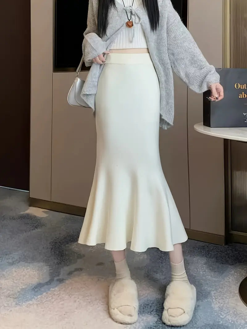 Elegant High-Waist A-Line Midi Skirt for Women - Soft, Flattering Fit with Flowing Hem, Casual & Chic Style, Perfect for Fall/Winter, Black, Casual Chic Skirt | Highwaist Skirt | Construction, Cute Skirts