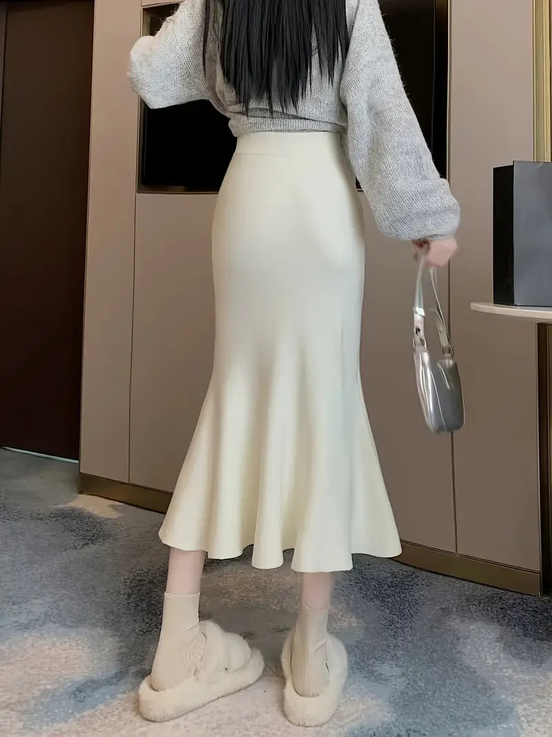 Elegant High-Waist A-Line Midi Skirt for Women - Soft, Flattering Fit with Flowing Hem, Casual & Chic Style, Perfect for Fall/Winter, Black, Casual Chic Skirt | Highwaist Skirt | Construction, Cute Skirts