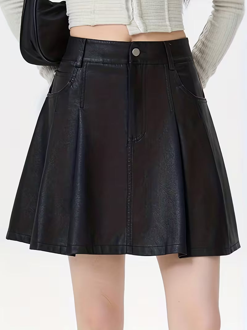 Women'S High-Waisted A-Line Mini Skirt - Elegant Retro Formal & Everyday Outfit, Non-Slip Pockets, Flattering Fit for Fall/Winter, Chic Skirt for Casual, Office, Party, Party Attire | Vintage Style | Structured Design, Cute Skirts