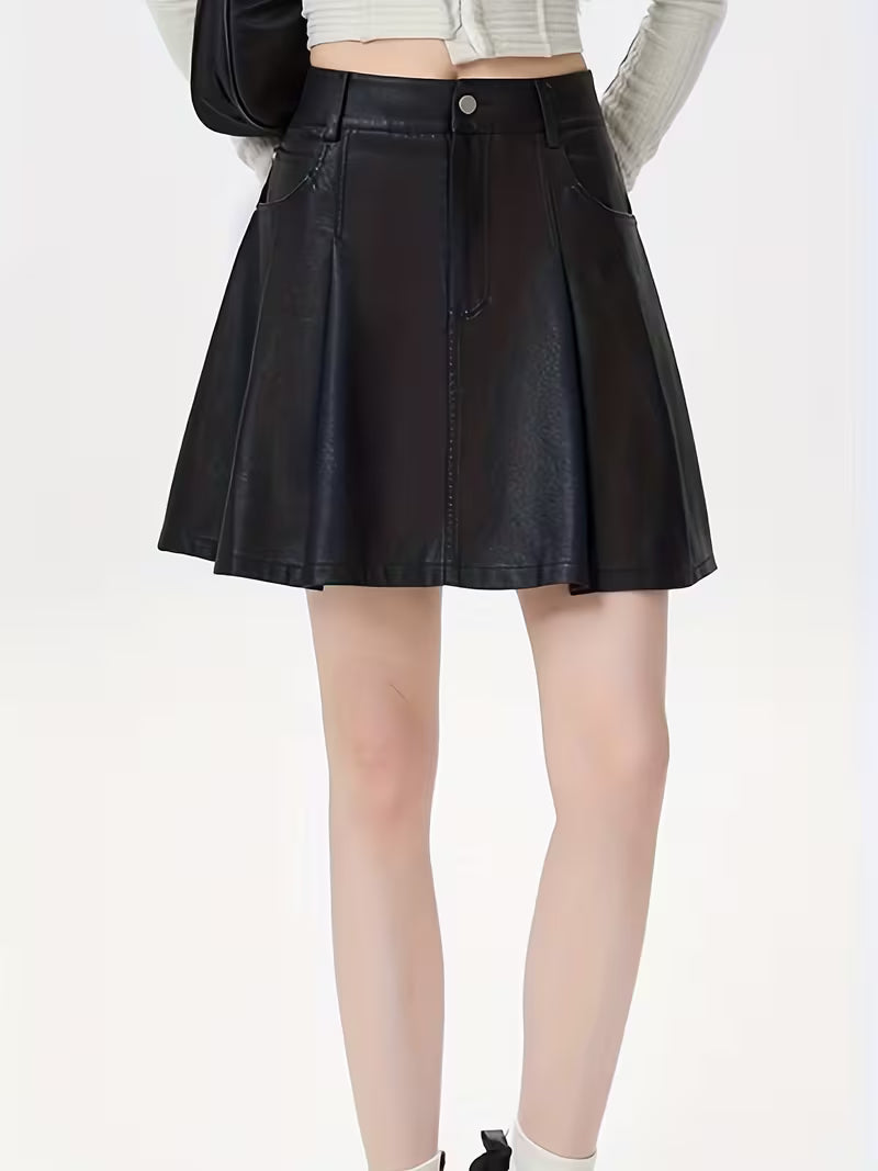 Women'S High-Waisted A-Line Mini Skirt - Elegant Retro Formal & Everyday Outfit, Non-Slip Pockets, Flattering Fit for Fall/Winter, Chic Skirt for Casual, Office, Party, Party Attire | Vintage Style | Structured Design, Cute Skirts