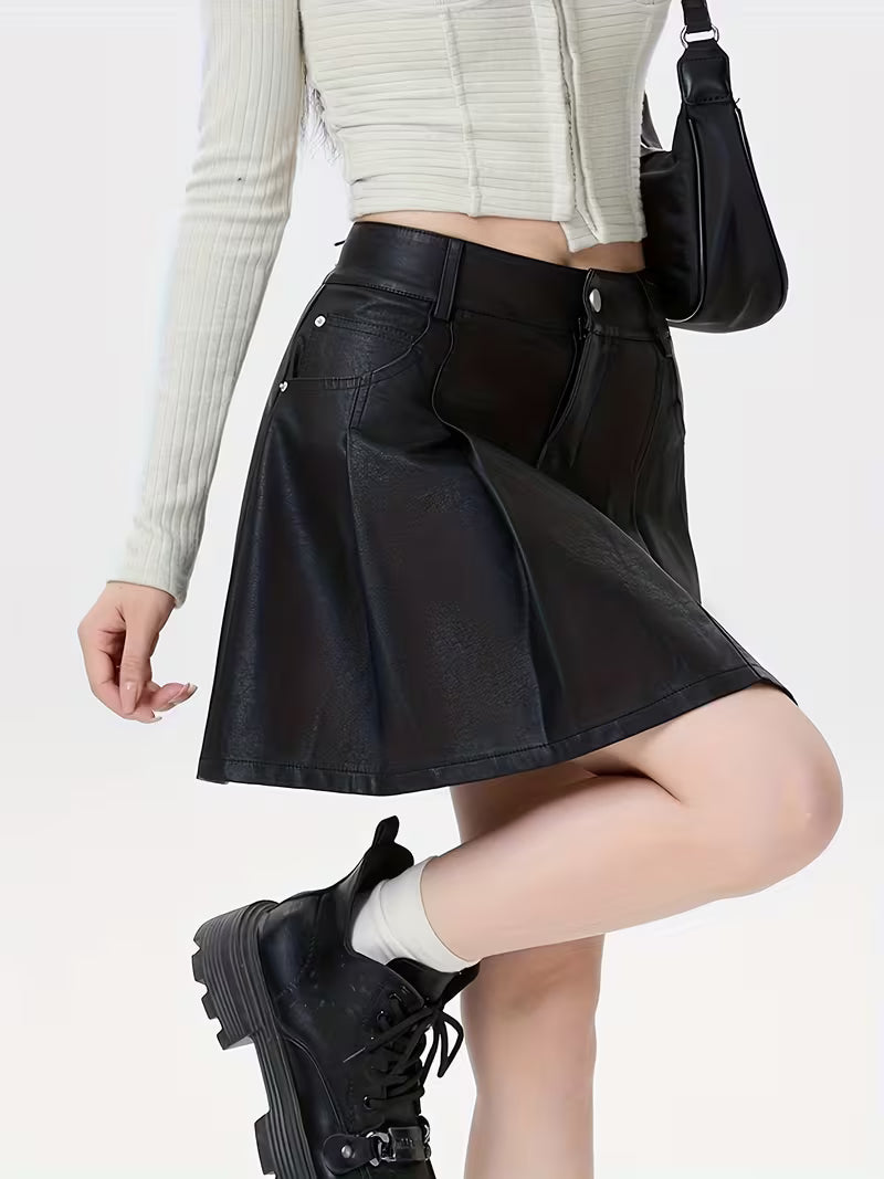 Women'S High-Waisted A-Line Mini Skirt - Elegant Retro Formal & Everyday Outfit, Non-Slip Pockets, Flattering Fit for Fall/Winter, Chic Skirt for Casual, Office, Party, Party Attire | Vintage Style | Structured Design, Cute Skirts