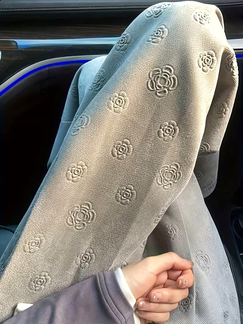 Women'S High-Waist Wide-Leg Jeans with Floral Embossed Design - Light Gray, Vintage Style, Casual Summer Pants for Tall Women, Comfortable and Stylish, High Waisted Jeans, Ladie Trouser Straight Leg, Women' Trouser, Women Trouser