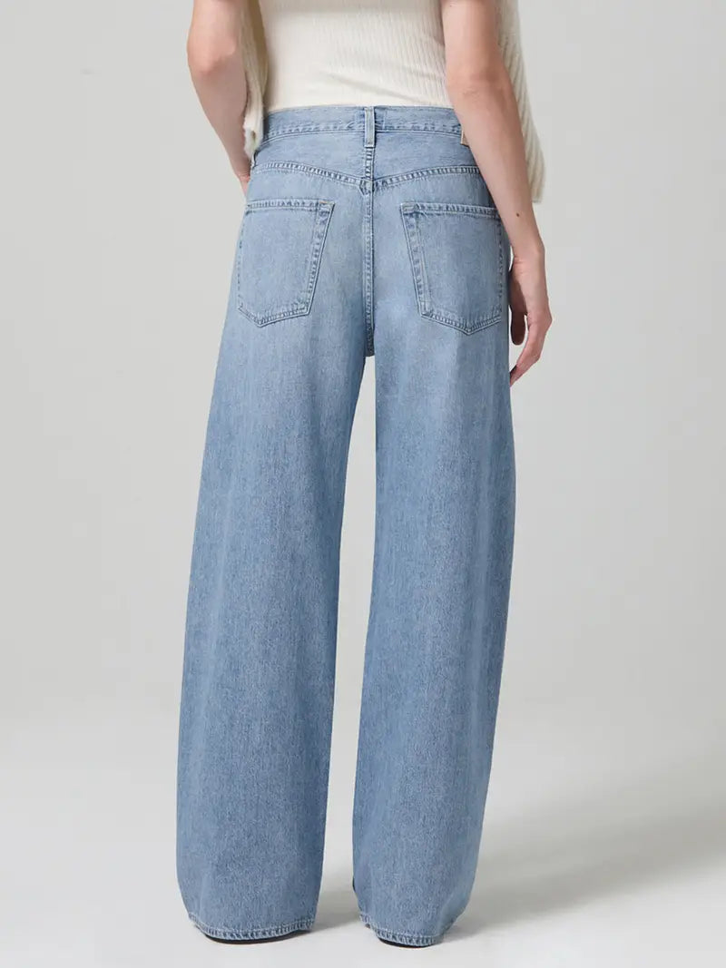 Women's Casual Wide-Leg Denim Jeans with Drawstring Waist and Pockets - Solid Color, Cotton Blend, Machine Washable