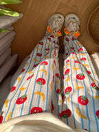 Women'S Sleeping Pants, Waistwide-leg Pants, Pajamas With Stripes And Elastic, Fashion Cute Tomato And Banana Print, Sweet And Comfortable Fabric