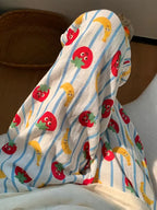 Women'S Sleeping Pants, Waistwide-leg Pants, Pajamas With Stripes And Elastic, Fashion Cute Tomato And Banana Print, Sweet And Comfortable Fabric