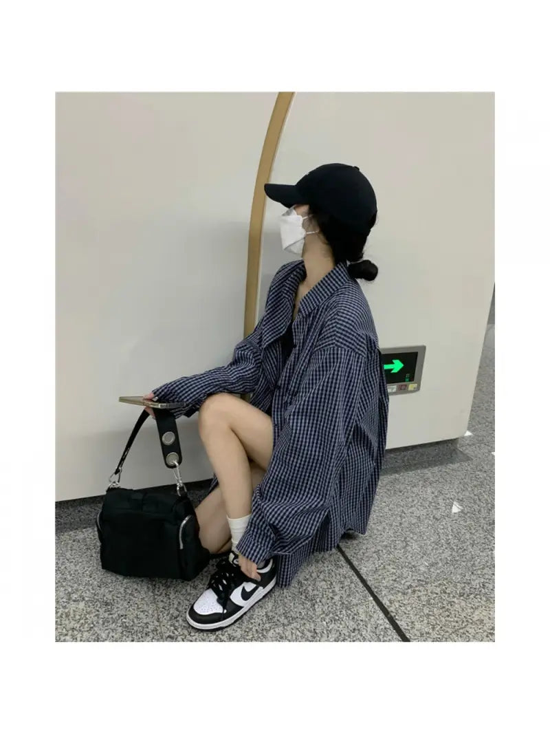 Plaid Shirt Jacket for Women, Summer Thin Design, Niche Summer Outerwear, Thin Cardigan Shirt for Summer, Summer Blouse for Women